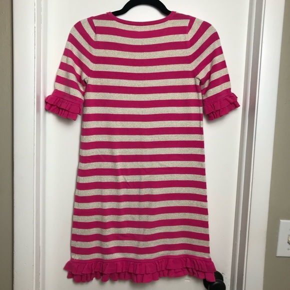Lilly Pulitzer Stripe Knit Sweater Dress Metallic Nude & Pink Girls Sz XL (12-14 - Picture 2 of 7